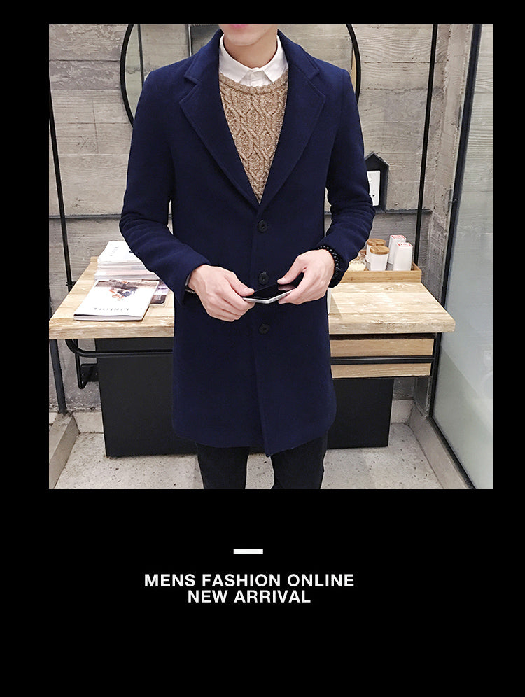 Neue Mode Boutique Reine Farbe High-grade Männer Woolen Tuch Casual Business Graben Mantel Herren Freizeit Blends Staub Mäntel jacken