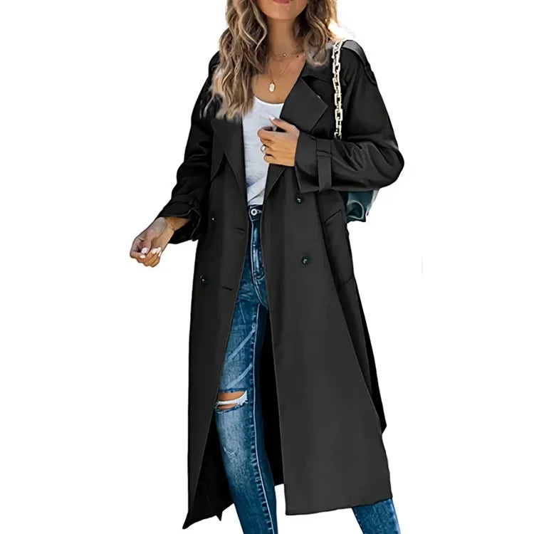 Amazon Independent Station Cross-Border European and American Women's Winter and Autumn Coat Jacket Overcoat Plus Size Trench Co