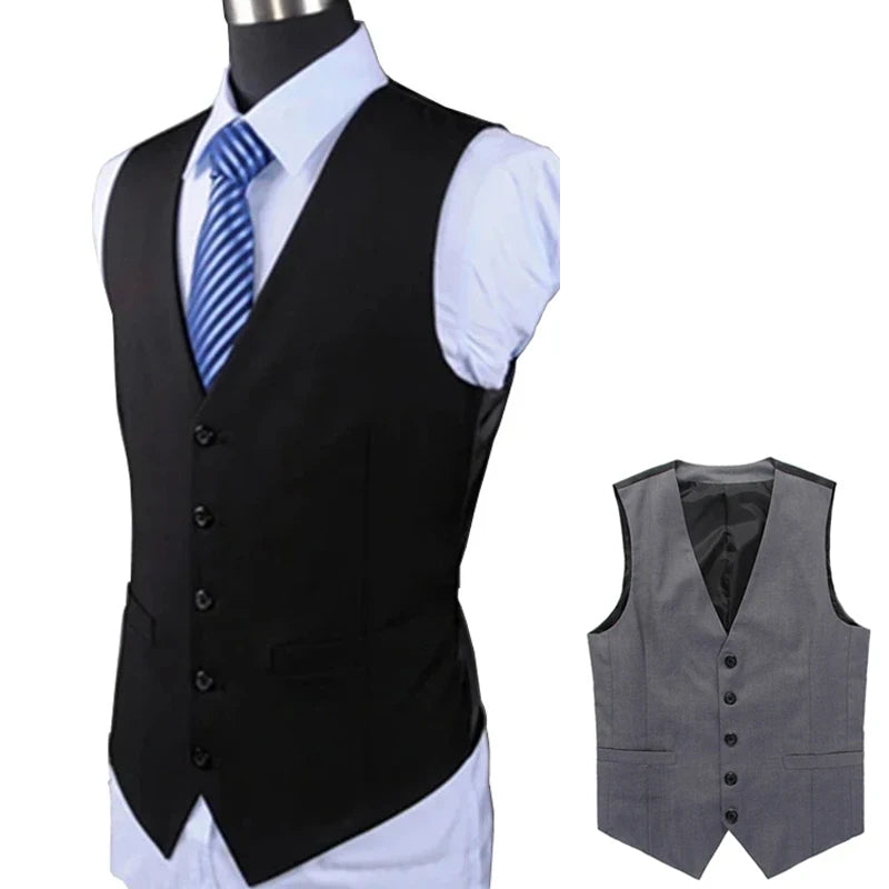 Neues Hochzeitskleid Hochwertige Waren Baumwolle Herrenmode Design Anzugweste / Grau Schwarz High-End Herren Business Casual Anzugweste