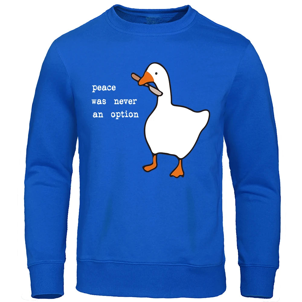 Peace Was Never An Option Cartoons Prints Hoodie Men Fashion Casual Clothes O-Neck Breathable Oversized Sweatshirts For Male