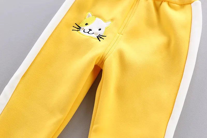 3 Stück süße Katze warm halten Mädchen Kleidung Herbst Jungen Kleidung Sets Kapuze Weste Mantel Hose Baby Anzüge 1-4 Jahre neue Kinder kleidung