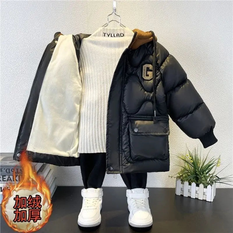 Warm halten Winter Jungen Jacke wasserdicht Mode Baby Mantel Kapuze Reiß verschluss Jungen Oberbekleidung Geburtstags geschenk 4 6 8 10 Jahre Kinder kleidung