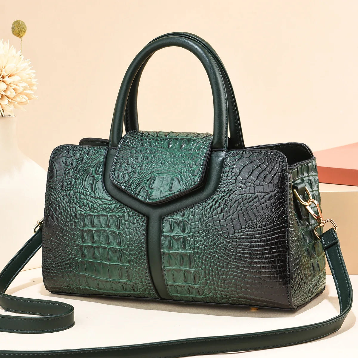 TRAVEASY Summer Casual Vintage Top-Handle Bags for Women Fashion Alligator Large Capacity Female Shoulder Bags Crossbody Bags