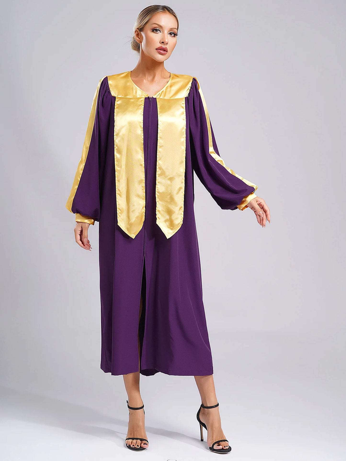 Damen Kirchenchor Robe Erwachsene Priester Pastor Prediger Minister Outfit Klerus Kleid Abschlusskleid Christliches Taufe Kostüm