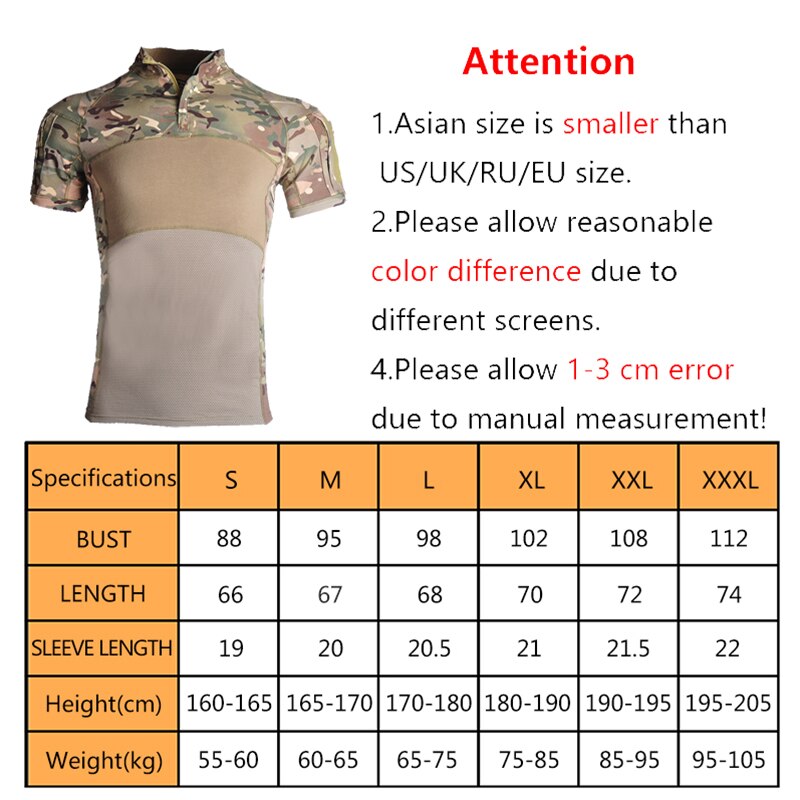 HAN WILD Tactical T Shirt Short Sleeve Cycling Camping Hiking Tees Army T-Shirt Hunting Camouflage Combat T-shirt Army Elastic