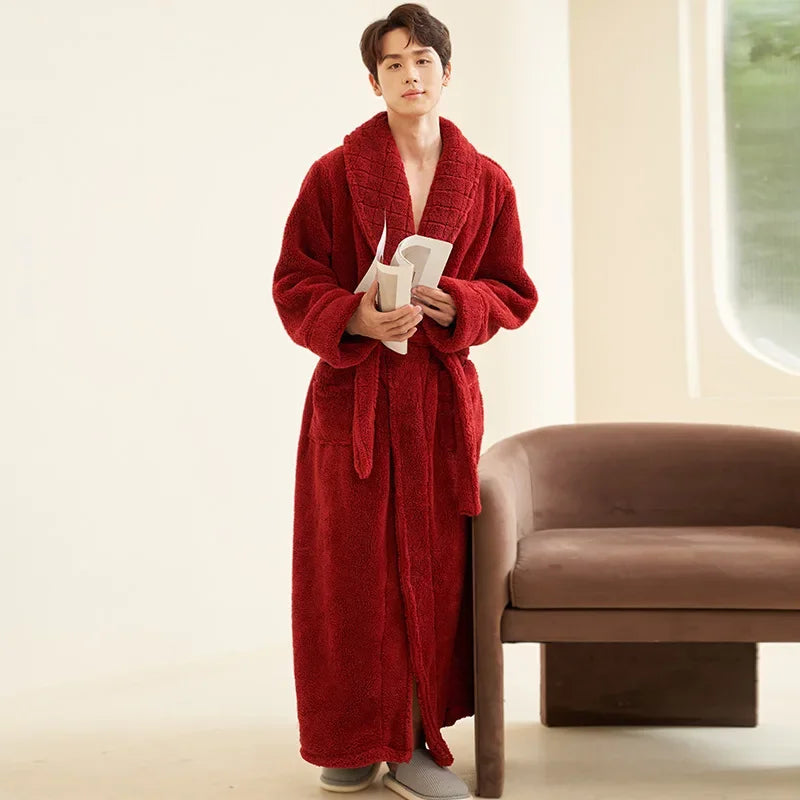 Frauen Lose Peignoir Nachthemd Korallen Fleece Robe Lange Kimono Dusche Nachtwäsche Warme Winter Nachtwäsche Loungewear Verdicken Nachthemd