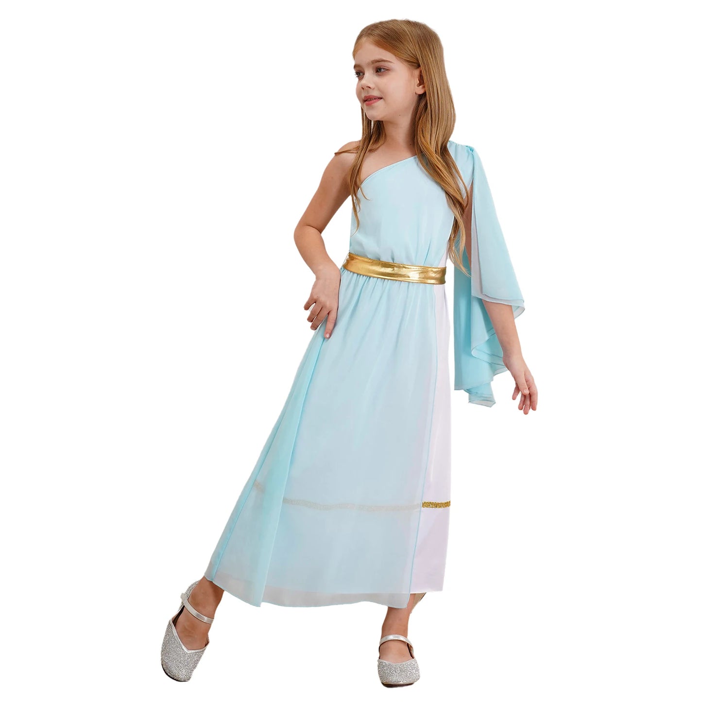 Kids Girls Greek Princess Costume Ancient Roman Empress Tulle Long Maxi Dresses Halloween Toga God Nobility Cosplay Dress Up