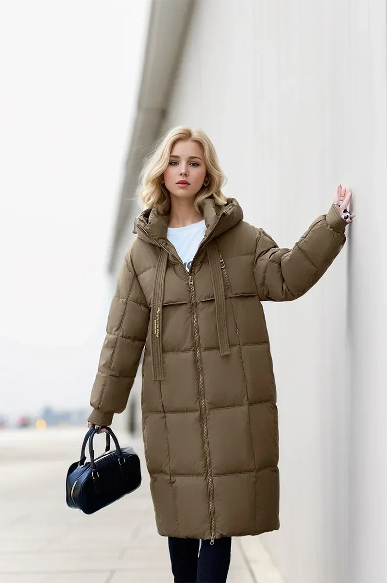 Frauen Parkas 2024 Herbst Winter Daunen Baumwoll jacken gepolstert verdickt Overknee locker lässig lange warme Taschen Mantel Schnee mantel