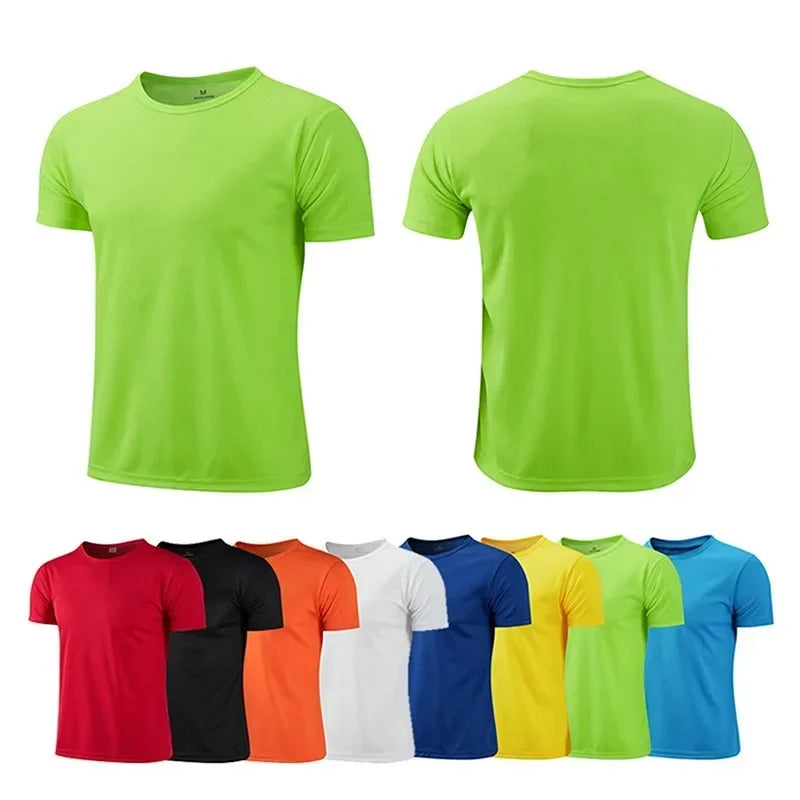 Schnellt rocknende Rundhals-Sport-T-Shirt Fitness-Fitness-Shirt Trainer Laufen T-Shirt Männer atmungsaktive Sport bekleidung костюм женский летний