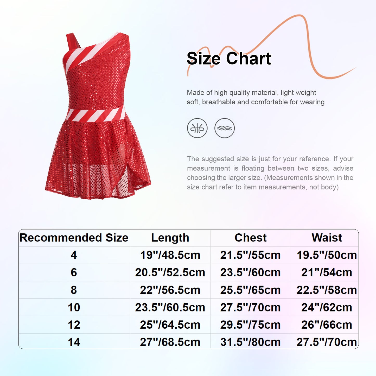 Kids Girls Shiny Sequins Christmas Dance Dresses Xmas Santa Claus Candy Cane Costume Figure Ice Skating Performance Dress