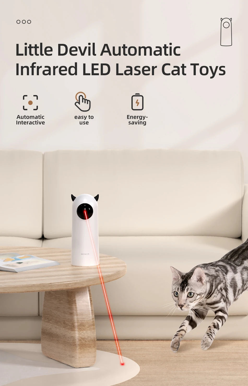 ROJECO Automatische Katze Spielzeug Interaktive Smart Necken Haustier LED Laser Indoor Katze Spielzeug Zubehör Handheld Elektronische Katze Spielzeug Für Hund