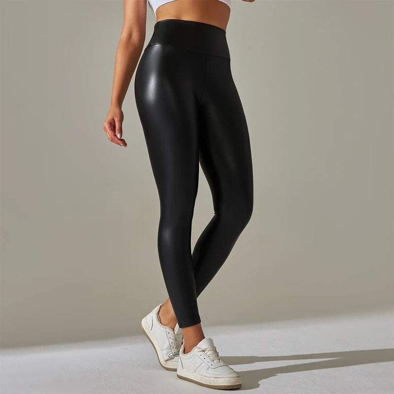 Trend ige neue übergroße Damen gamaschen, hoch taillierte enge und sexy Pu-Lederhose, bunte Yoga hosen für Frauen