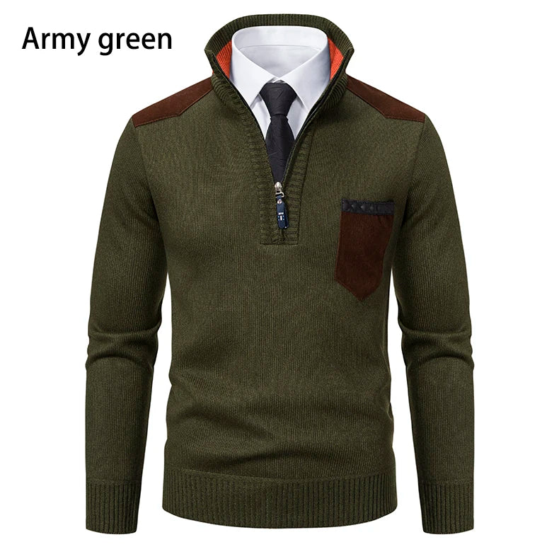 Herbst Winter Herren Strick pullover halber Reiß verschluss Pullover Herren Mode Slim Fit Stehkragen warme lässige Strick pullover