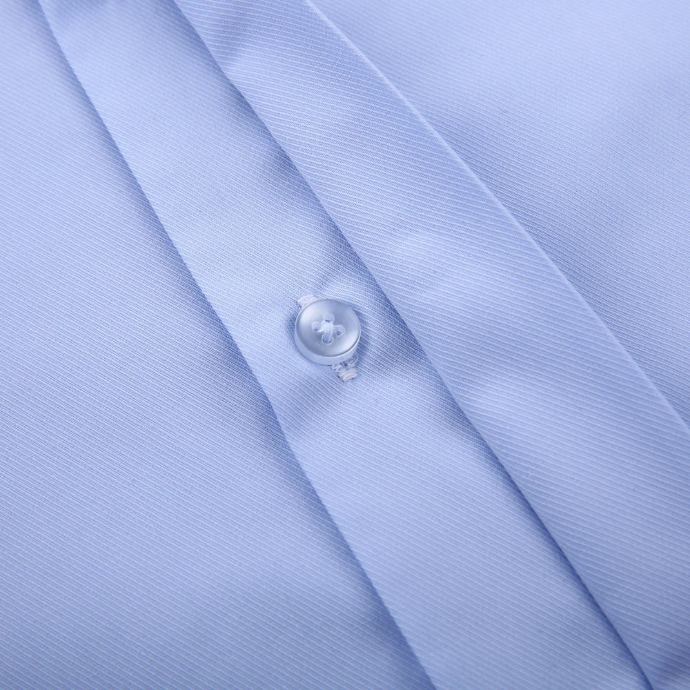 Men Elegant French Front Hidden Buttons Office Dress Shirt Without Pocket Formal Business Standard-fit Long Sleeve Social Shirts