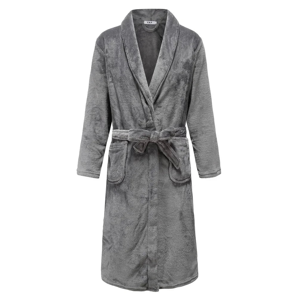 Flanell Frauen Kimono Bademantel Kleid mit Tasche PLUS GRÖßE 3XL Winter Verdicken Korallen Fleece Robe Nachtwäsche Hause Kleidung Lounge Tragen