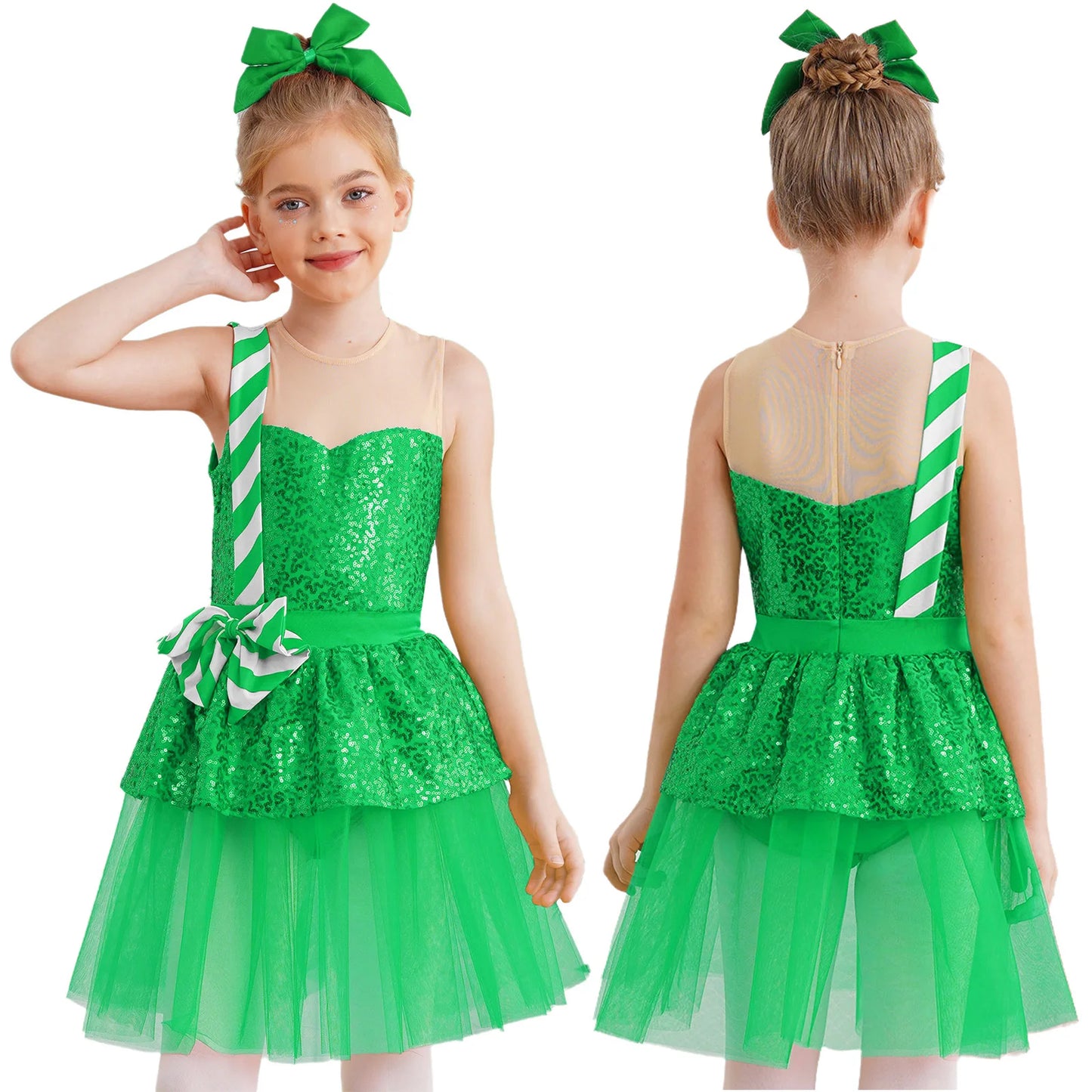 Mädchen Weihnachten Zuckers tange Kostüm Pailletten Tutu Kleid für Weihnachten Tanz Urlaub Party Festival Santa Claus Bühnen performance