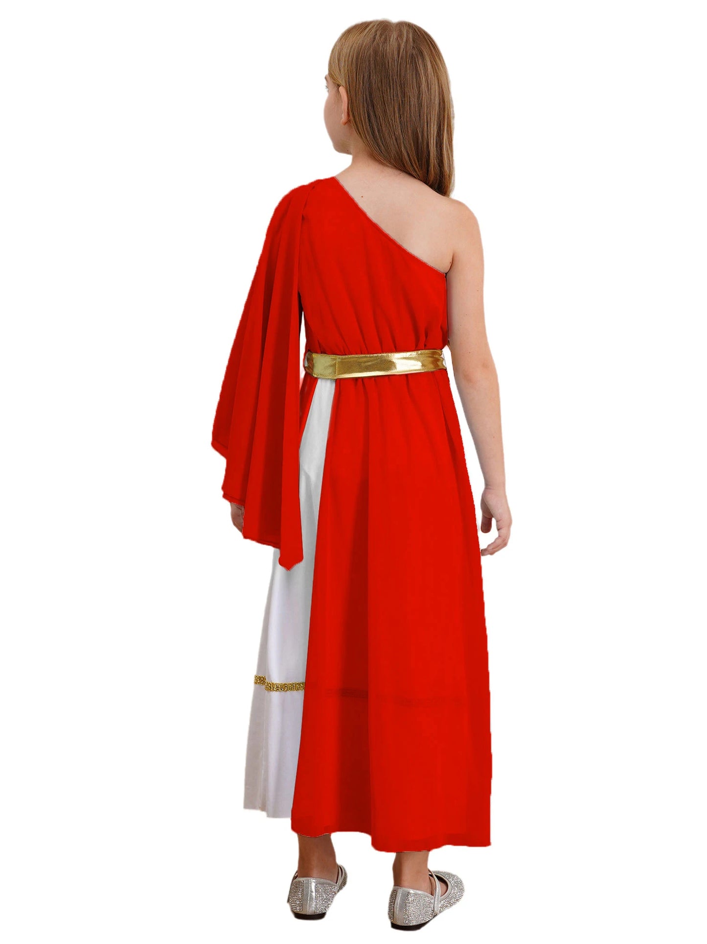 Kids Girls Greek Princess Costume Ancient Roman Empress Tulle Long Maxi Dresses Halloween Toga God Nobility Cosplay Dress Up