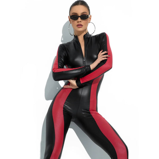 Oshoplive 2023 New Fashion Female Long Sleeves Zipper Flexible Close-Fitting Sports High Waist Fitness Jumpsuit For Women