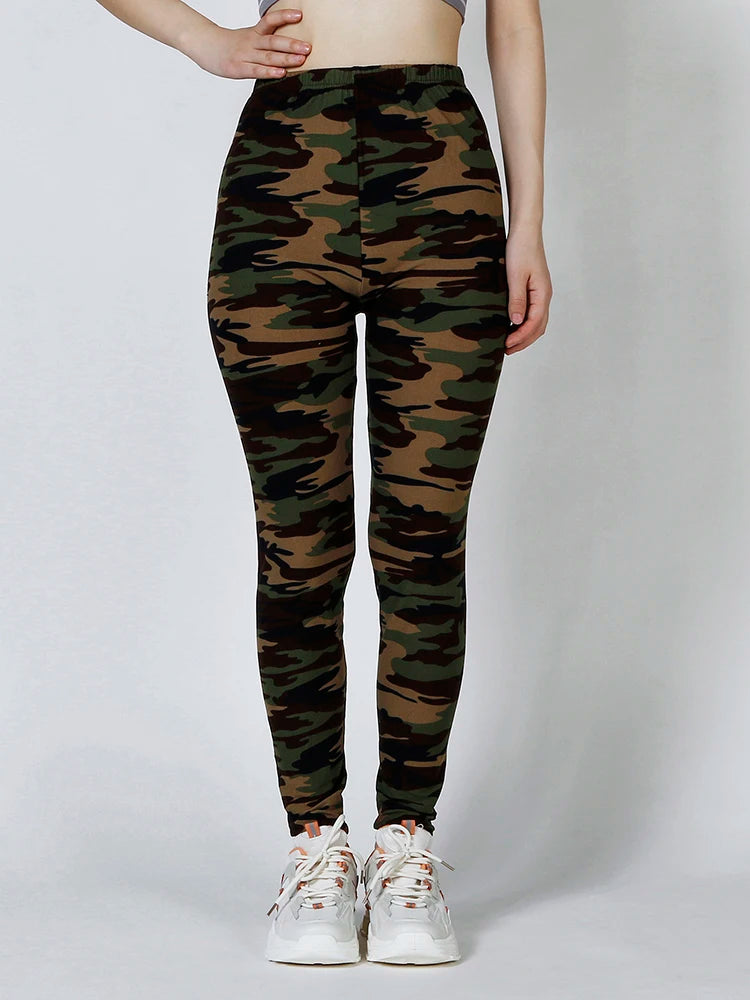 CUHAKCI Camouflage Printed Women Leggings Fitness Leggins Gym High Elastic Skinny Army Green Jegging Sport Pencil Pants New