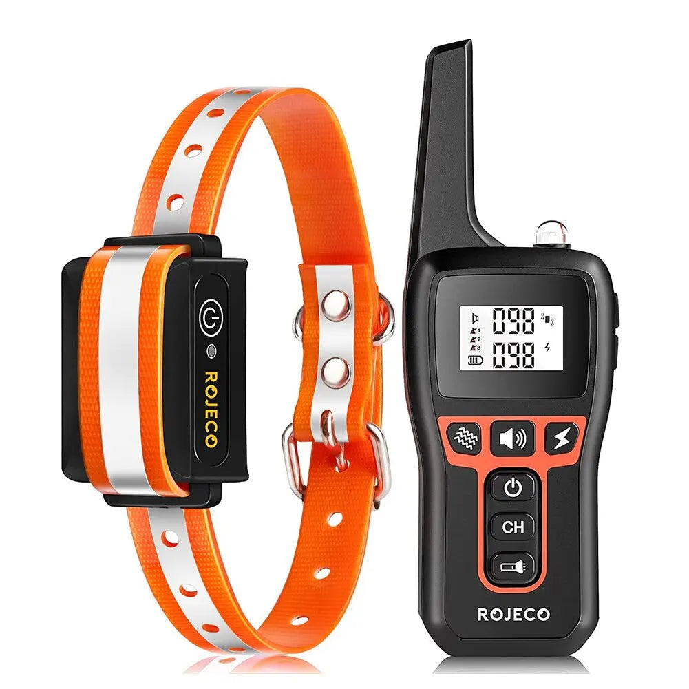 ROJECO 1000 m elektrisches Hundetrainingshalsband, ferngesteuertes Trainingshalsband für Haustiere, wiederaufladbar, für Hunde, Bellenkontrolle, Stoppschock-Halsband