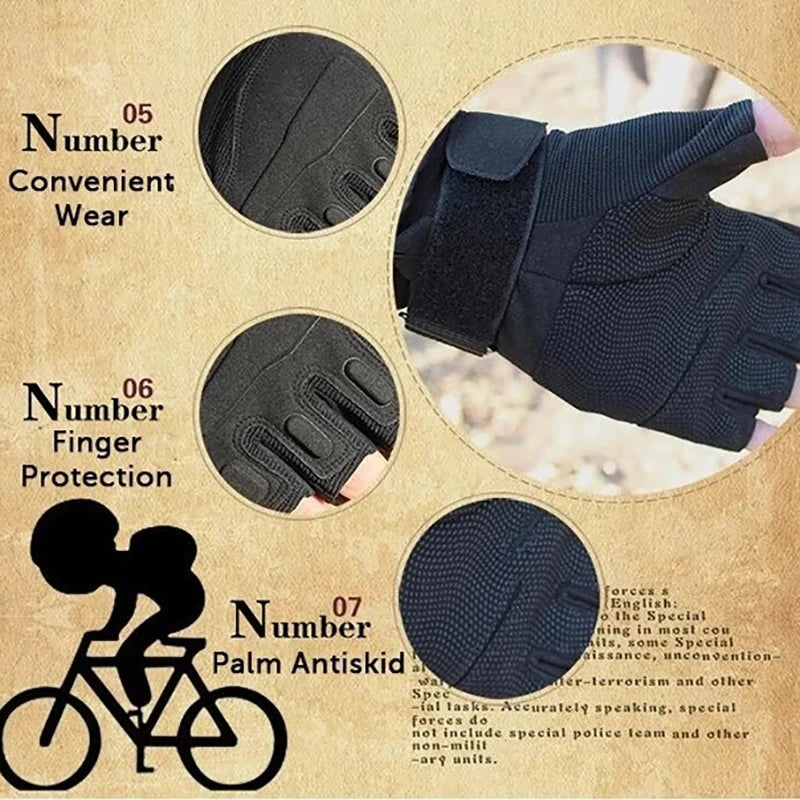 HAN WILD Tactical Gloves Half-finger Military Gloves for Men Army Airsoft Bicycle Hunting Shooting Antiskid Protection Unisex
