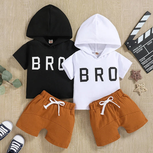 3 6 9 12 18 24 monate Baby Jungen Kleidung Sets Nette Briefe Sommer Baumwolle Top Und Shorts 2Pcs mode Brothers Anzüge Kinder Kleidung