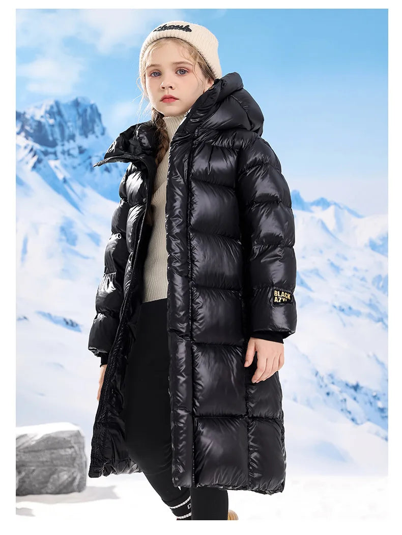 Teenager Mädchen Daunen mantel Winter halten warme Jacke für Mädchen lange Stil Kapuze Weihnachten Parkas Kinder kleidung 5-14 Jahre