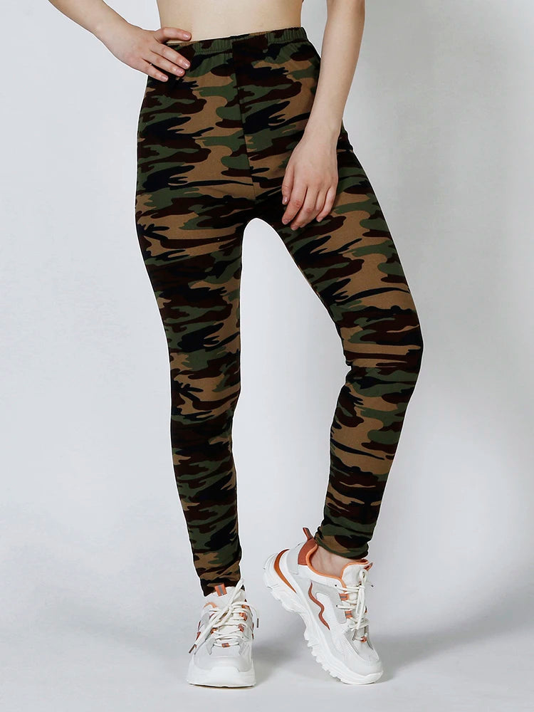 CUHAKCI Camouflage Printed Women Leggings Fitness Leggins Gym High Elastic Skinny Army Green Jegging Sport Pencil Pants New