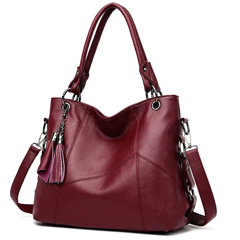 Marke Frauen Casual Tote Tasche Luxus Handtasche Große Damen Echtes Leder Quasten Umhängetaschen für Frauen 2024 Sac EIN Haupt