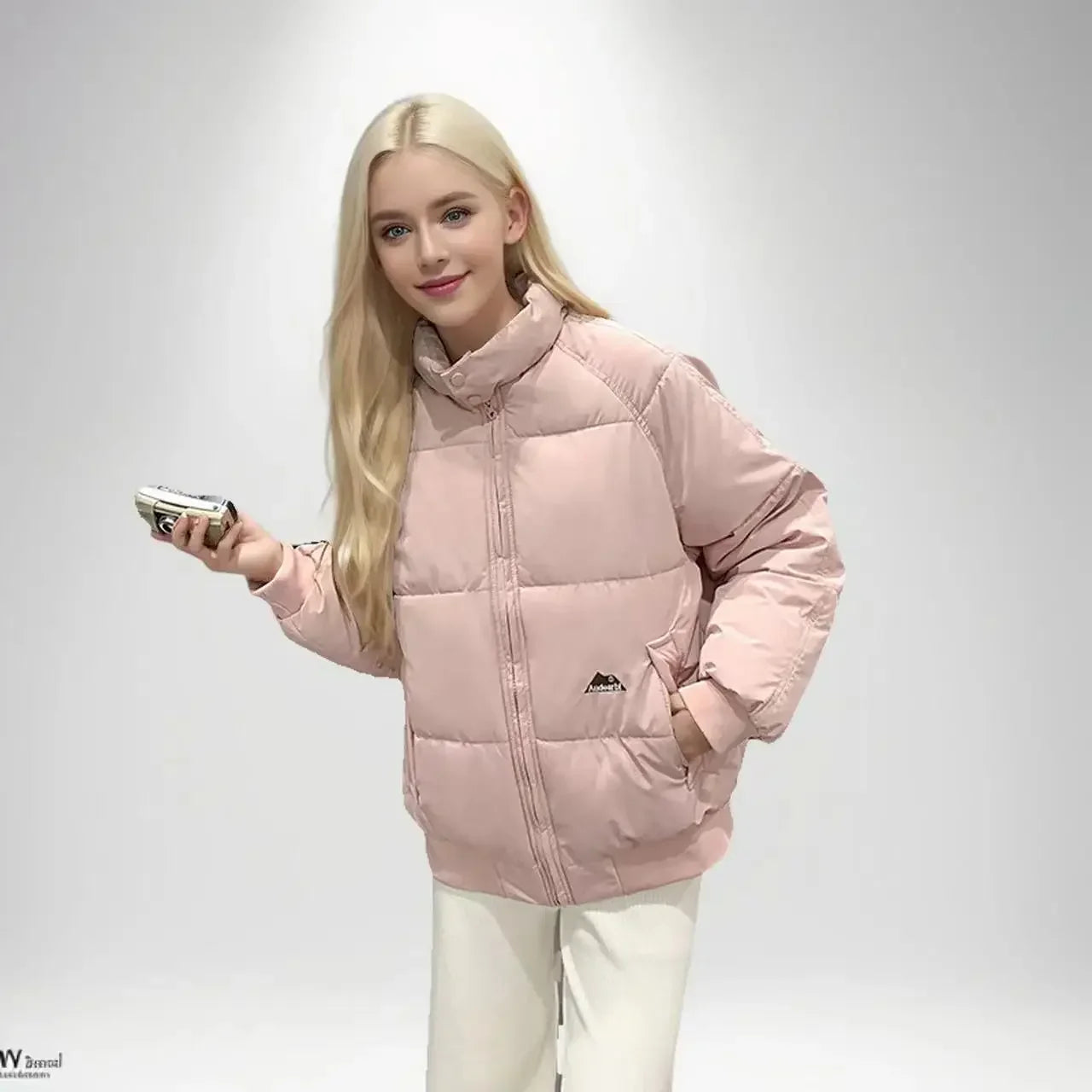 Süße Frau Daunen Baumwoll mantel Winter jacke warm lose koreanische Mode Stand Kragen Reiß verschluss 2024 neue weibliche Puffer jacke gepolstert