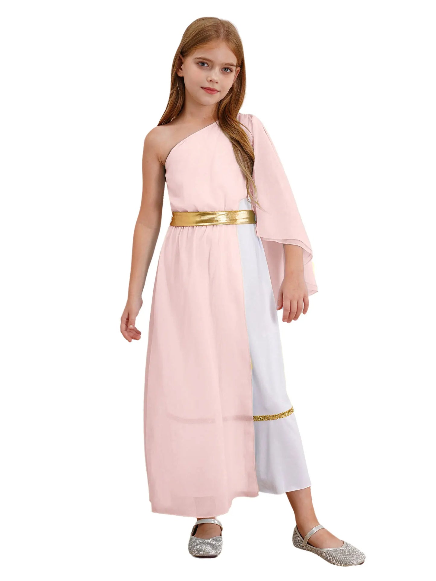 Kids Girls Greek Princess Costume Ancient Roman Empress Tulle Long Maxi Dresses Halloween Toga God Nobility Cosplay Dress Up