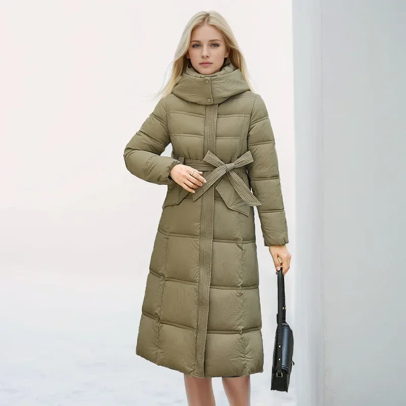 2024 neue Winter Frauen lange Parkas Taschen dicke warme Kapuze Daunen Baumwoll mantel weibliche lose Puffer Jacken wind dichten Schnee mantel