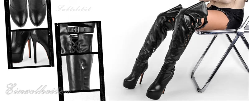 Only maker weiblich über dem Knie Stiefel dünne High Heel schwarz matt Seite Reiß verschluss Mode Frauen Winter Oberschenkel Stiefel