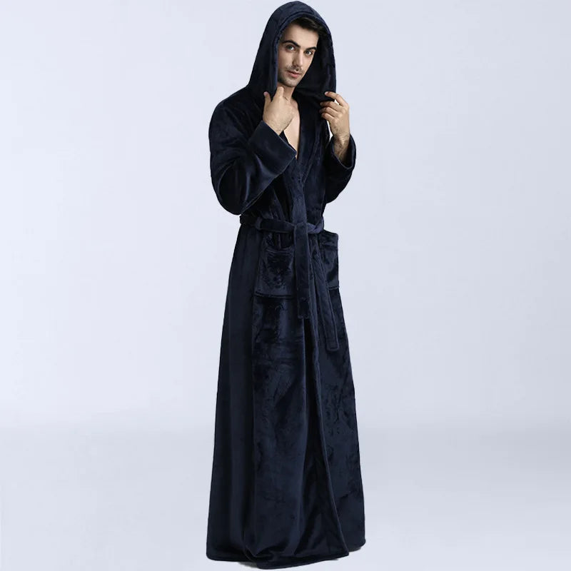 Männer Nachtwäsche verdicken Flanell Bademantel Kleid lose Robe Winter warm Kimono Bad Kleid lange Pegnoirs Dusch mäntel nach Hause Kleidung