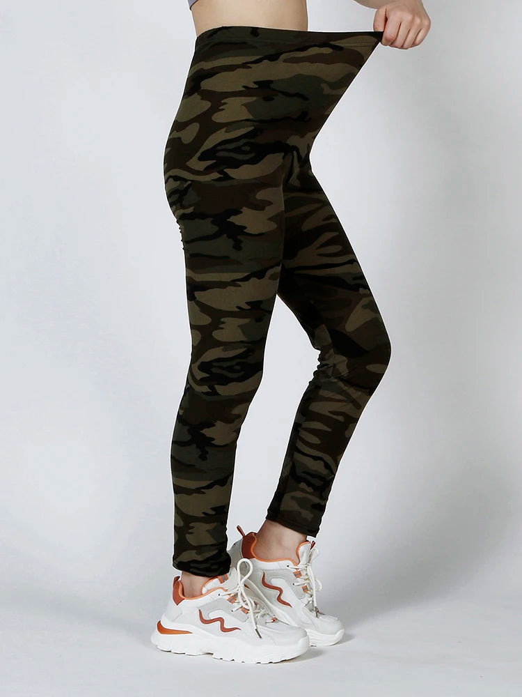 CUHAKCI Camouflage Printed Women Leggings Fitness Leggins Gym High Elastic Skinny Army Green Jegging Sport Pencil Pants New