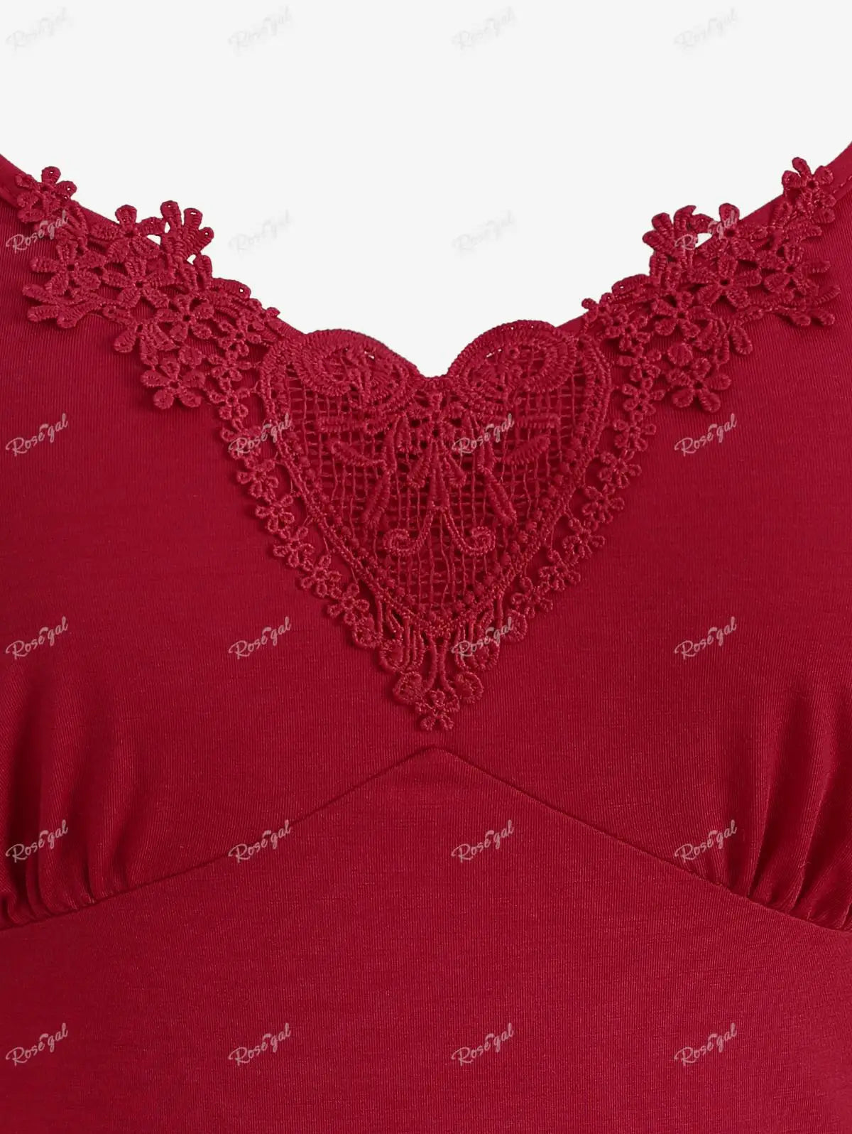 Rosegal Plus Size Gothic Red T-Shirt herzförmige Applikationen geraffte Tops neue Frühling Herbst quadratischen Hals lange Flare Ärmel Blusen