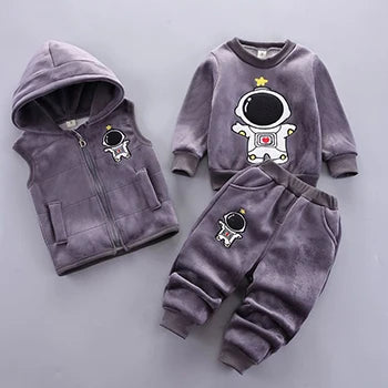 2024 neue Baby Mädchen Kleidung Herbst Winter Mädchen Kleidung setzt niedlichen Cartoon Mantel Weste Hosen Prinzessin Anzug Kinder kleidung