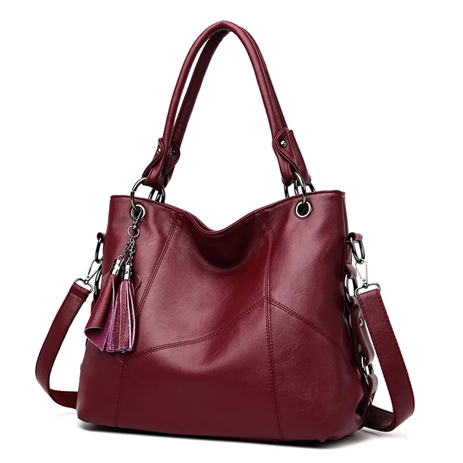 Marke Frauen Casual Tote Tasche Luxus Handtasche Große Damen Echtes Leder Quasten Umhängetaschen für Frauen 2024 Sac EIN Haupt