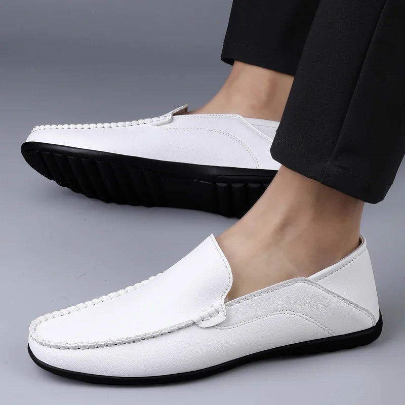 Men's Casual Leather Shoes Men Trendy Outdoor Loafers Moccasins Mens Light Comfortable Driving Flats EU Sizes 38-47