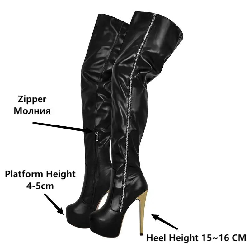 Only maker weibliche Plattform über dem Knie Stiefel dünne High Heel Lady Reiß verschluss Mode sexy schwarze Frauen Winters tiefel