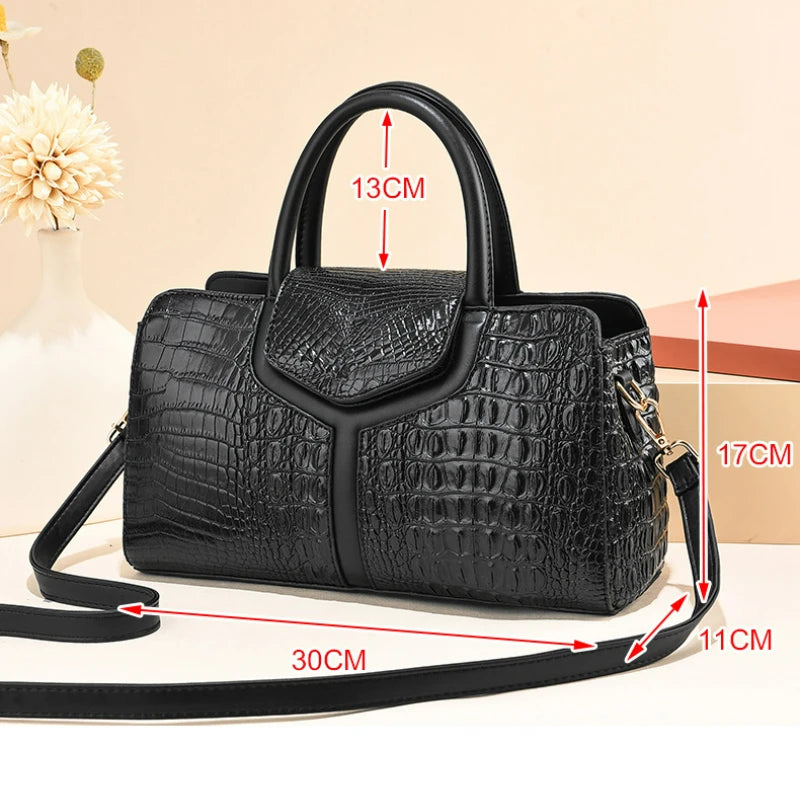TRAVEASY Summer Casual Vintage Top-Handle Bags for Women Fashion Alligator Large Capacity Female Shoulder Bags Crossbody Bags