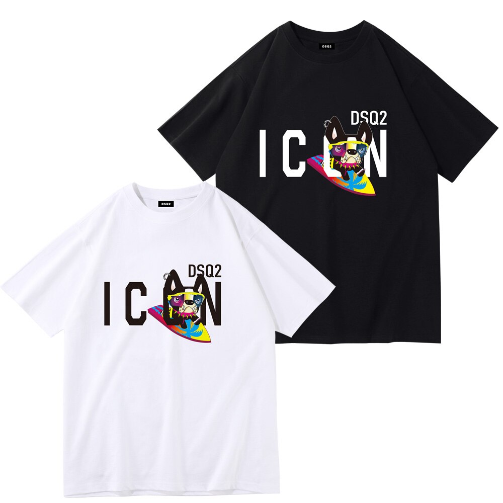 DSQ2 ICON Brand Summer Print T-Shirt cotton Mens Women's T-shirt casual Fashion O-Neck T-shirt short sleeve tees T-shirt for men