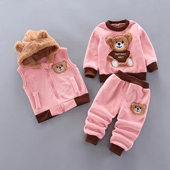 1 2 3 4 Jahre Herbst Winter Mädchen Kleidung Sets niedlichen Kaninchen halten Mode Mantel Weste Hosen Baby Prinzessin Anzug Kinder Kleidung