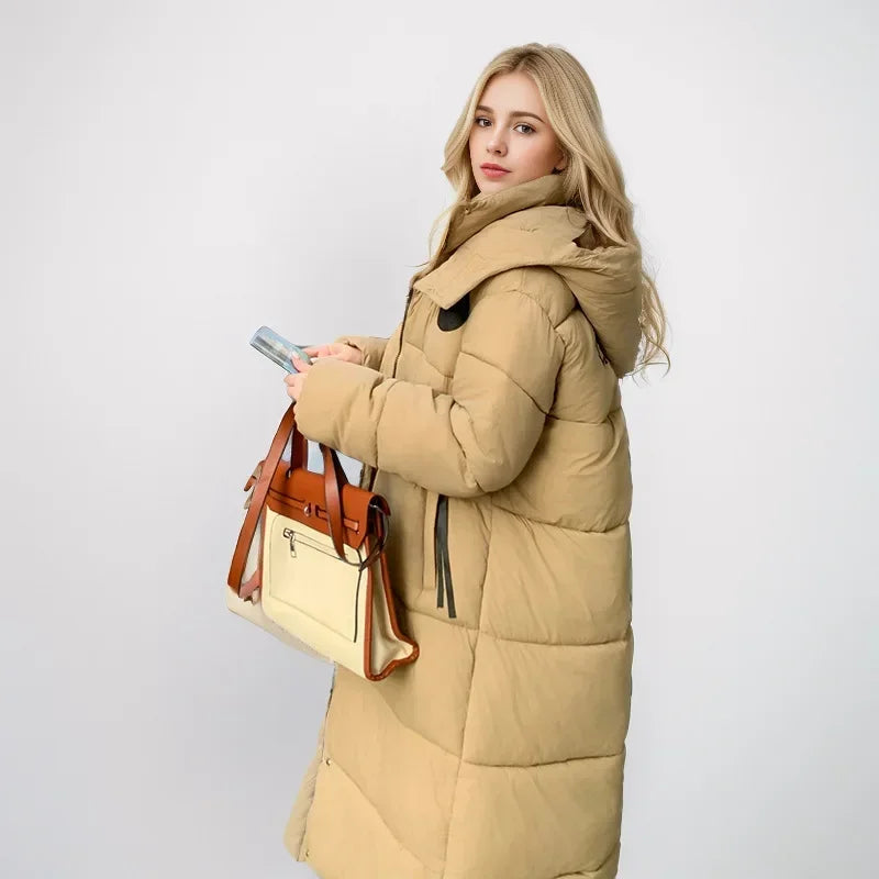 2024 neue Winter Frauen Kapuze Parkas X-Long Jacken lässig dick warm wind dicht weibliche Outwear Streetwear Schnee tragen Jacke Mantel