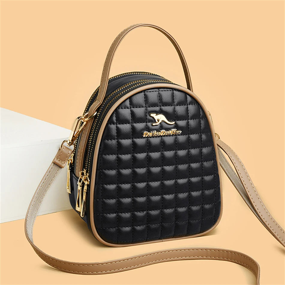 New High Quality Leather Top-handle Bag 3 Layers 2022 Women Bag Luxury Designer Handbags and Purses Brand Shoulder Crossbody Sac