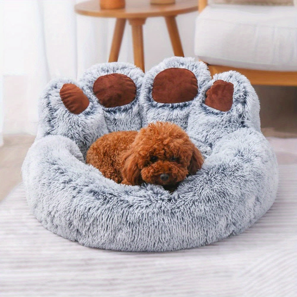 Dog Bed Cat Pet Sofa Cute Bear Paw Shape Comfortable Cozy Pet Sleeping Beds For Small Medium Large Soft Fluffy Cushion Dog Bed
