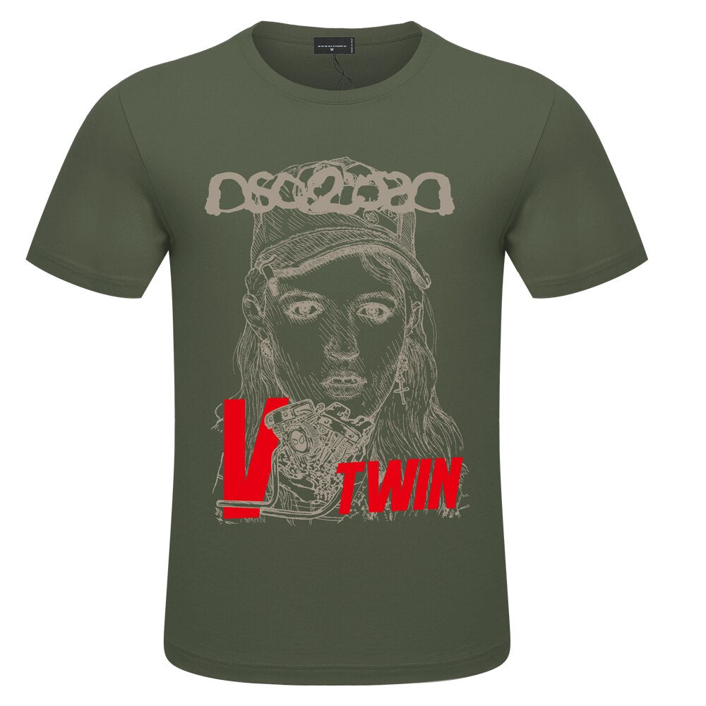 dsq2 brand cotton DSQ2 letter Portrait style Men's and Women's T-shirt casual O-Neck T-shirt short sleeve tees T-shirt for men