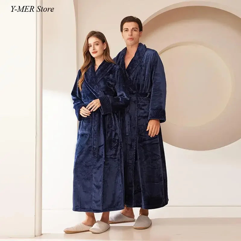 2024 neue Frauen Warme Kimono Roben mit Tasche Flanell Nachtwäsche Verdicken Bademantel Kleid Lose Nachtwäsche Weiche Dusche Nachthemd