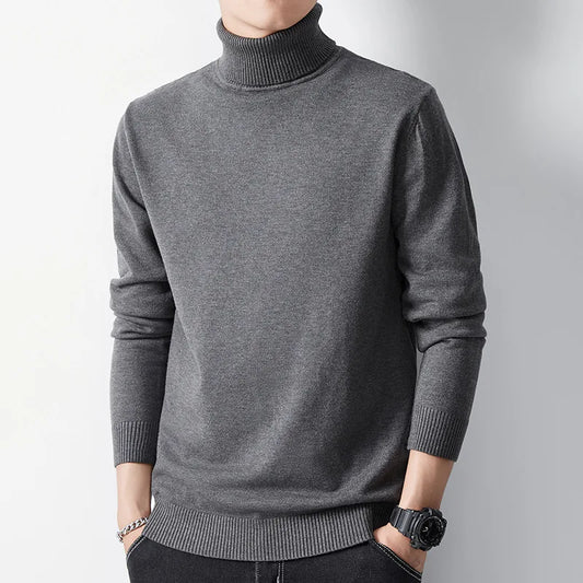 Herbst Winter Rollkragenpullover Männer Mode Slim Fit Gestrickte Pullover Herren Einfarbig Casual Pullover Männlich Warme Strickwaren