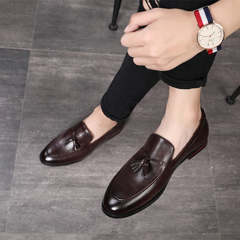 New Black Loafers for Men Slip On Men Dress Shoes